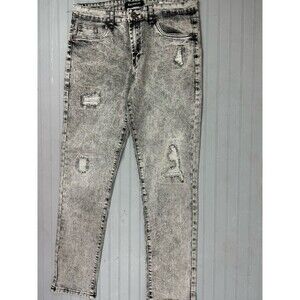 Riot Empire Size 34x32 Mens Jeans High Rise Black Marble Look Stretch Straight